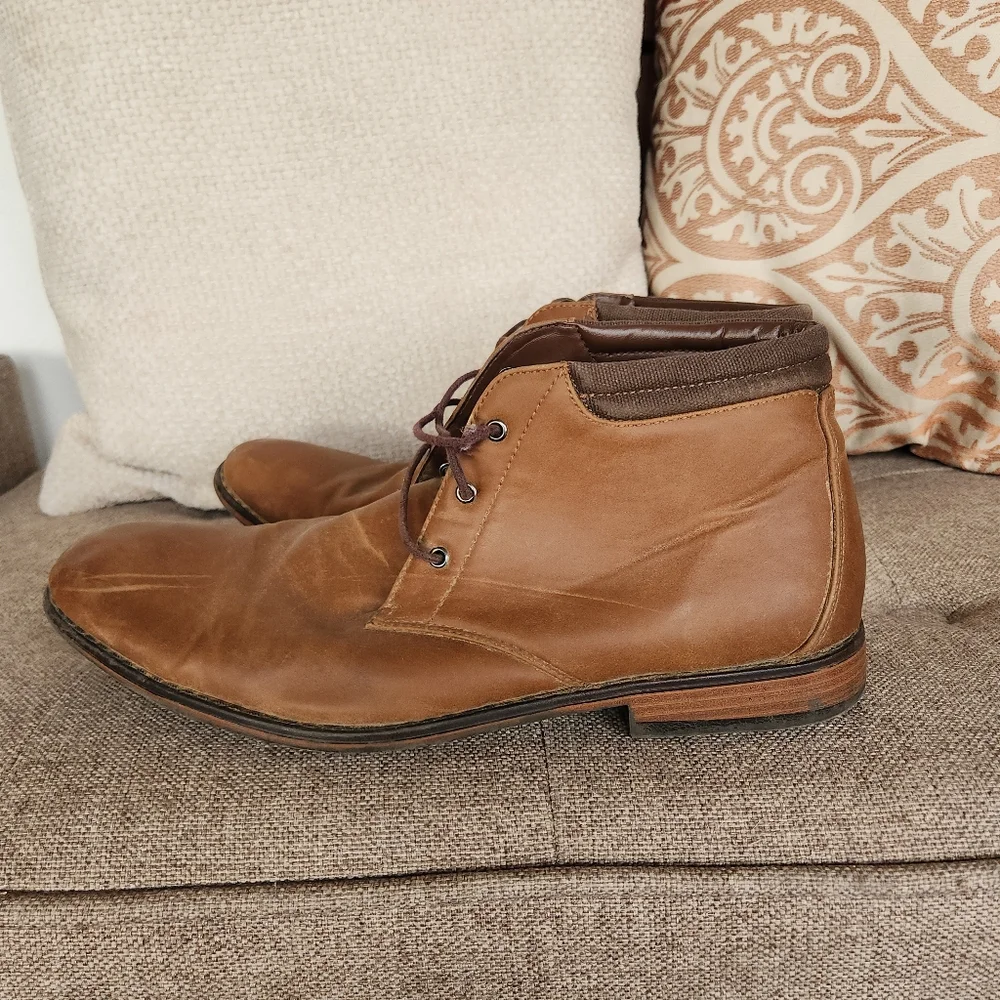 Parker And Sky Men's Tan Leather Chukka Dress Shoes 10